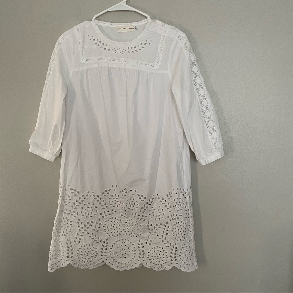 4 Love and liberty Embroidered poplin Tunic Dress